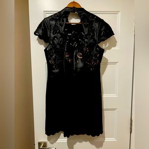 Anthropology Faux Leather cut out dress size 10 NWOT
